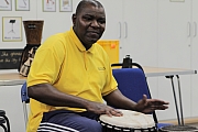 Alex Oma-Pius during a workshop at Ellen Wilkinson Primary